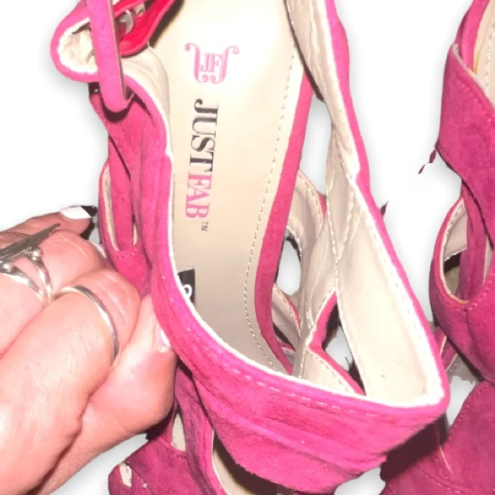 Just FAB Kena Hot Pink Polyurethane Stiletto Platform High Heels US 7.5 EU 38